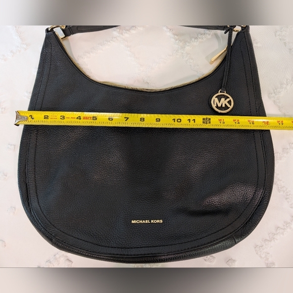 Michael Kors Lydia Large Black Pebbled Leather Shoulder Bag Hobo Boho Purse MK - Picture 15 of 16